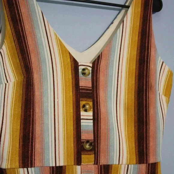 iZ Buyer A-Line Womens Striped Dress Polyester Sleeveless Button Up Front Dress - Picture 3 of 13